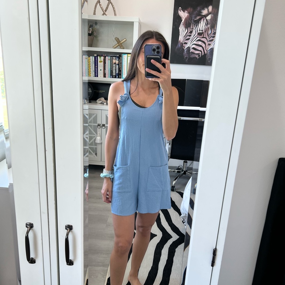 Blue Sleeveless Romper